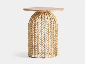 PLISSÉ RATTAN - Round mahogany and rattan high side table by Vical Home - view 2